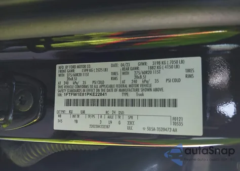 2023 Ford F-150 Xlt from USA, damaged, VIN 1FTFW1E81PKE22841